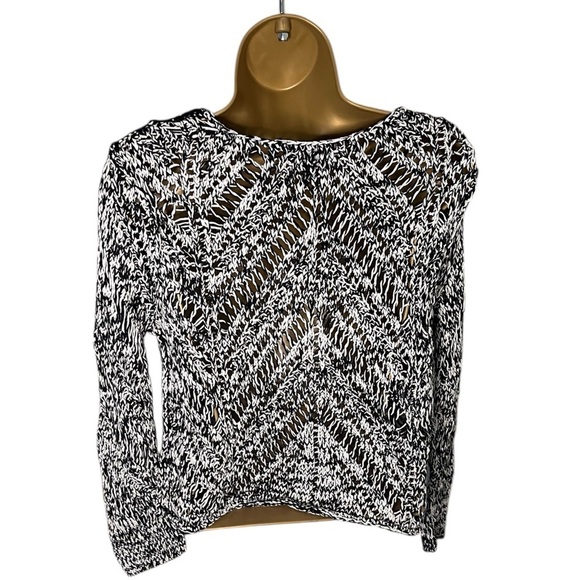 Greylin Open Knit Pullover Scoopneck Sweater Black White L - Picture 6 of 6